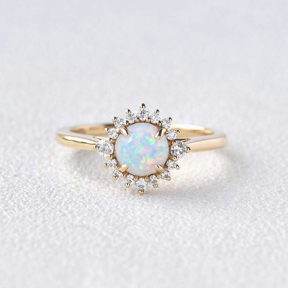 Refined Element Lab Opal & Moissanite Rose Gold Ring