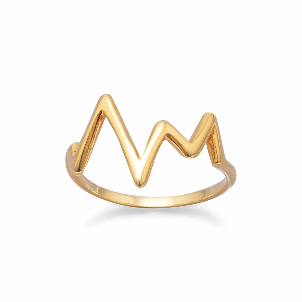 Economical Item Shining Accent Heartbeat Ring Gold-plated Sterling Silver