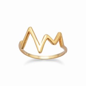 Economical Item Shining Accent Heartbeat Ring Gold-plated Sterling Silver