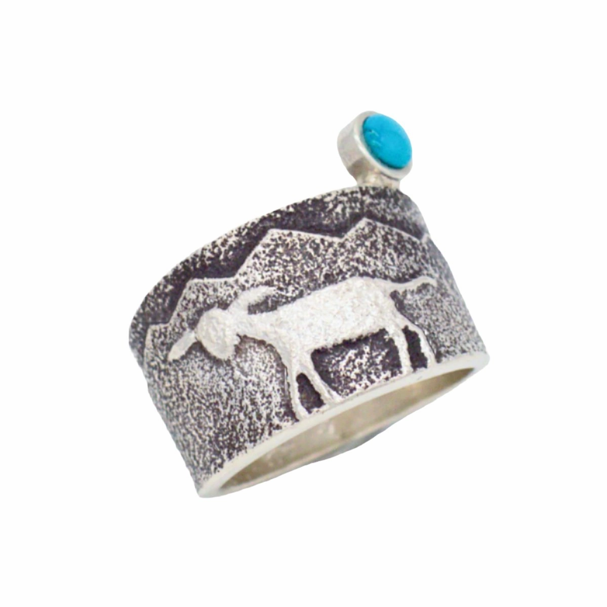 Premium Detail Darryl Dean Begay Navajo Handmade Sterling Silver Turquoise Ring (Lamb)