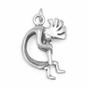 Layered Vibe Unique Glow Southwest Flute Player Kokopelli Charm 3D Sterling Silver
