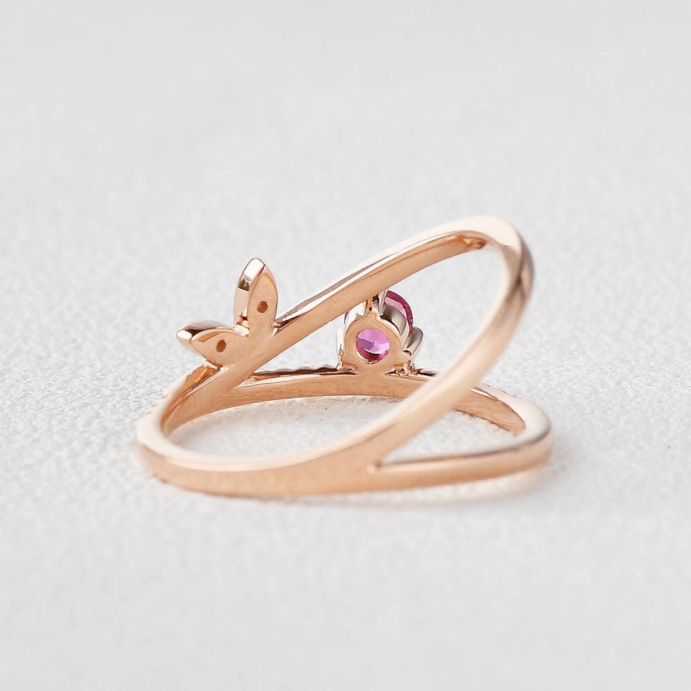 Polished Style Daytime Look Natural Ruby & Moissanite Inspired Ring