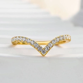 Louily Enchanting V-shaped Design Full Wedding Band Elegant Fit