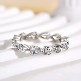 Refined Mood Daily Detail Louily Eternity Pear Cut Wedding Band In Sterling Silver