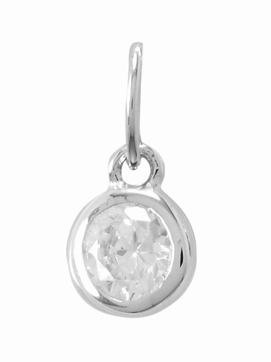 April Birthday Charm Clear Cubic Zirconia Sterling Silver Precious Gifts
