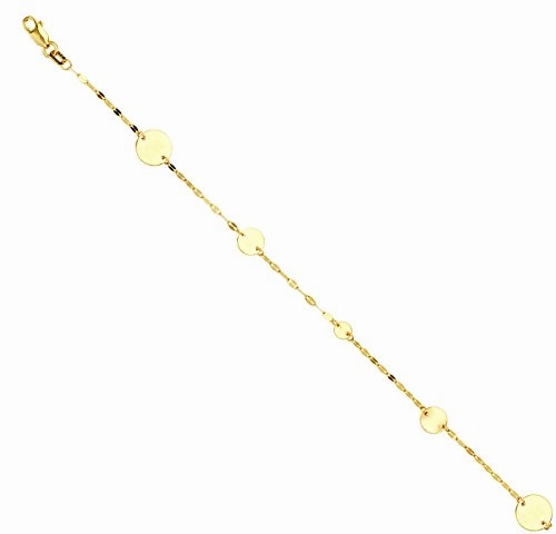 14k Yellow Gold Disc with Mariner Chain Bracelet - Adjustable Length Gentle Accent