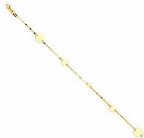 14k Yellow Gold Disc with Mariner Chain Bracelet - Adjustable Length Gentle Accent