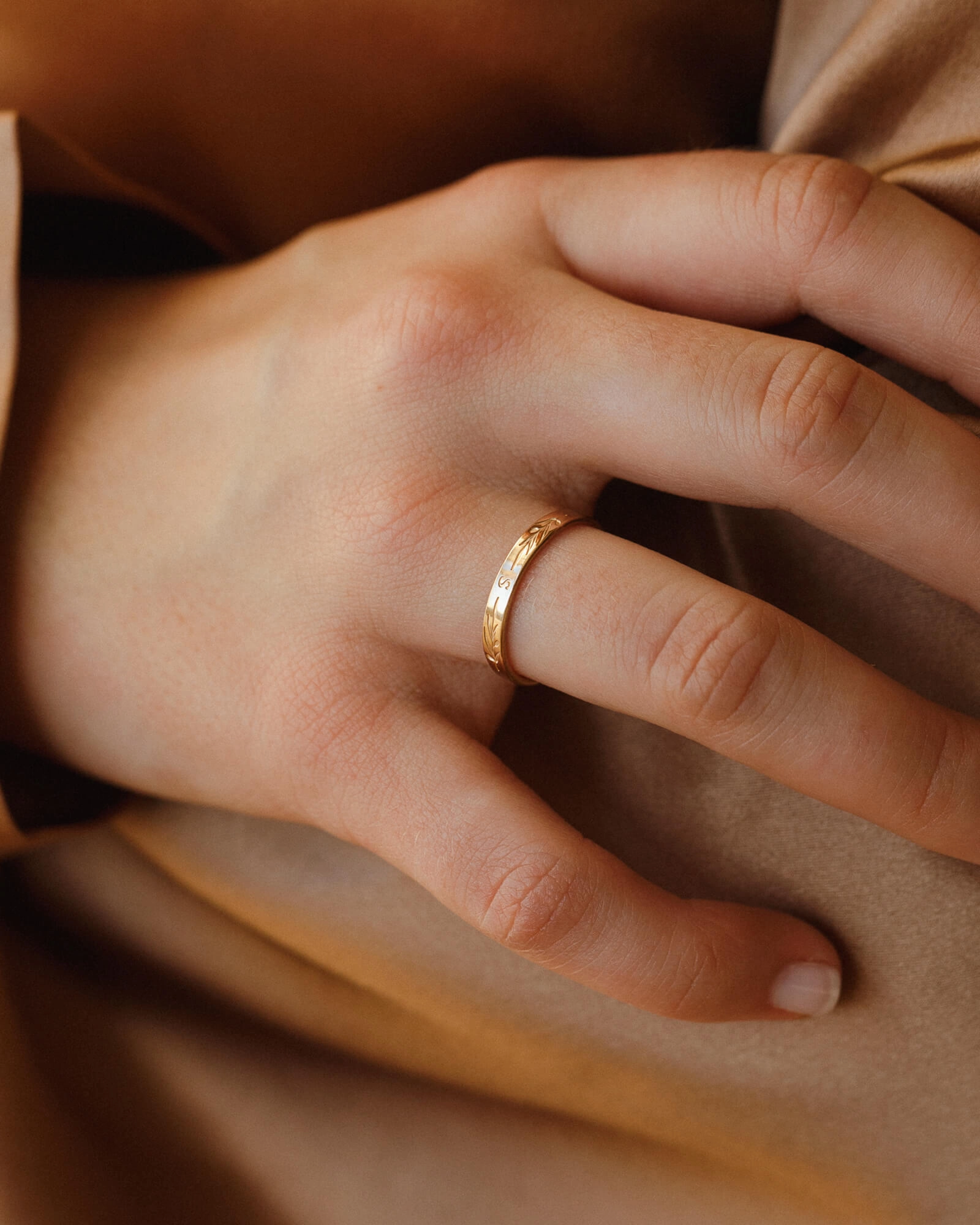 Delicate Layer Personalized Olive Branch Band