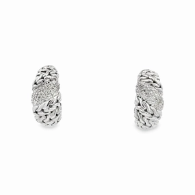 Kirkland Jewelry Estate | Sterling Silver Diamond Hoop Earrings Iconic Feel