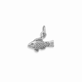 Shiny Jewels Sleek Shape Tiny Fish Charm Sterling Silver