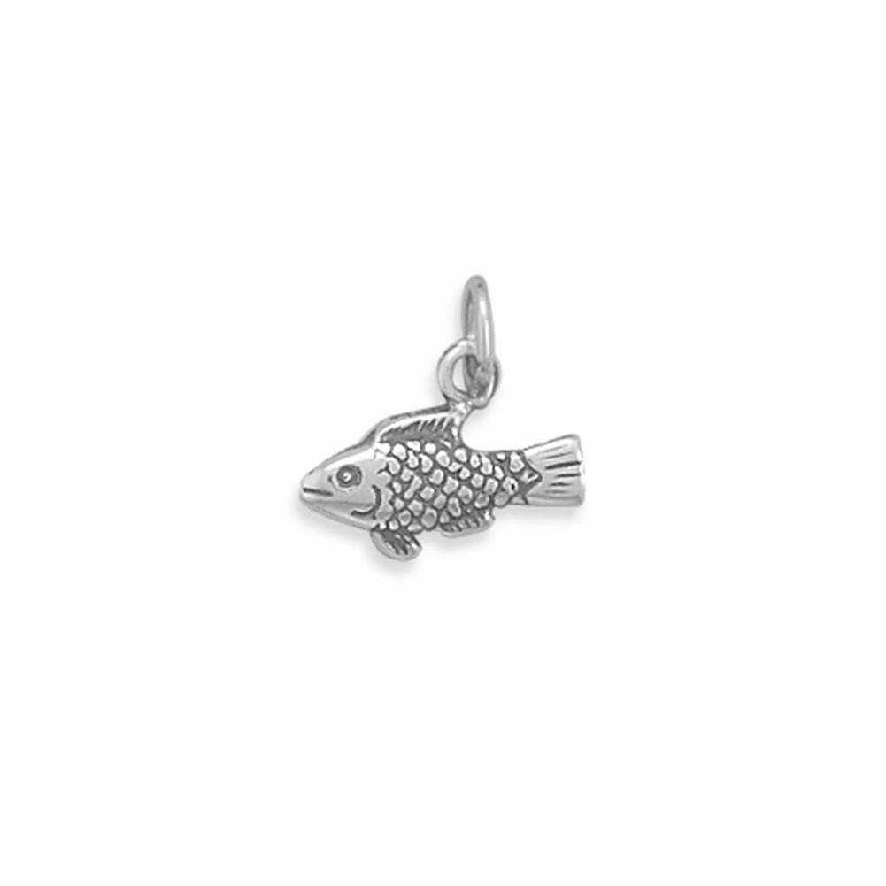 Shiny Jewels Sleek Shape Tiny Fish Charm Sterling Silver