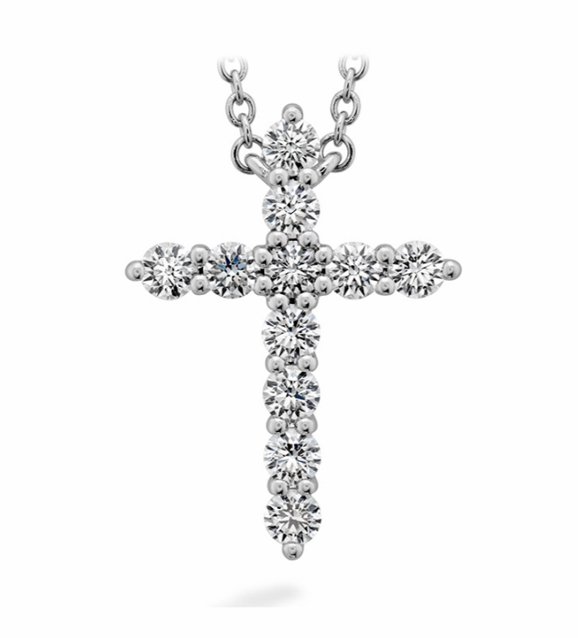 Hearts On Fire Signature Cross 18K White Gold Round Shape Diamonds Cross Large Pendant  (.50ctw) For Individuals Perfect Ornament