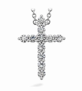 Hearts On Fire Signature Cross 18K White Gold Round Shape Diamonds Cross Large Pendant  (.50ctw) For Individuals Perfect Ornament