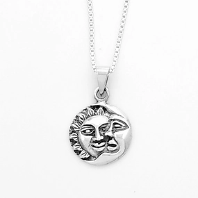 Luxury Accessory Stunning Style Sterling Silver Small Moon and Sun Pendant