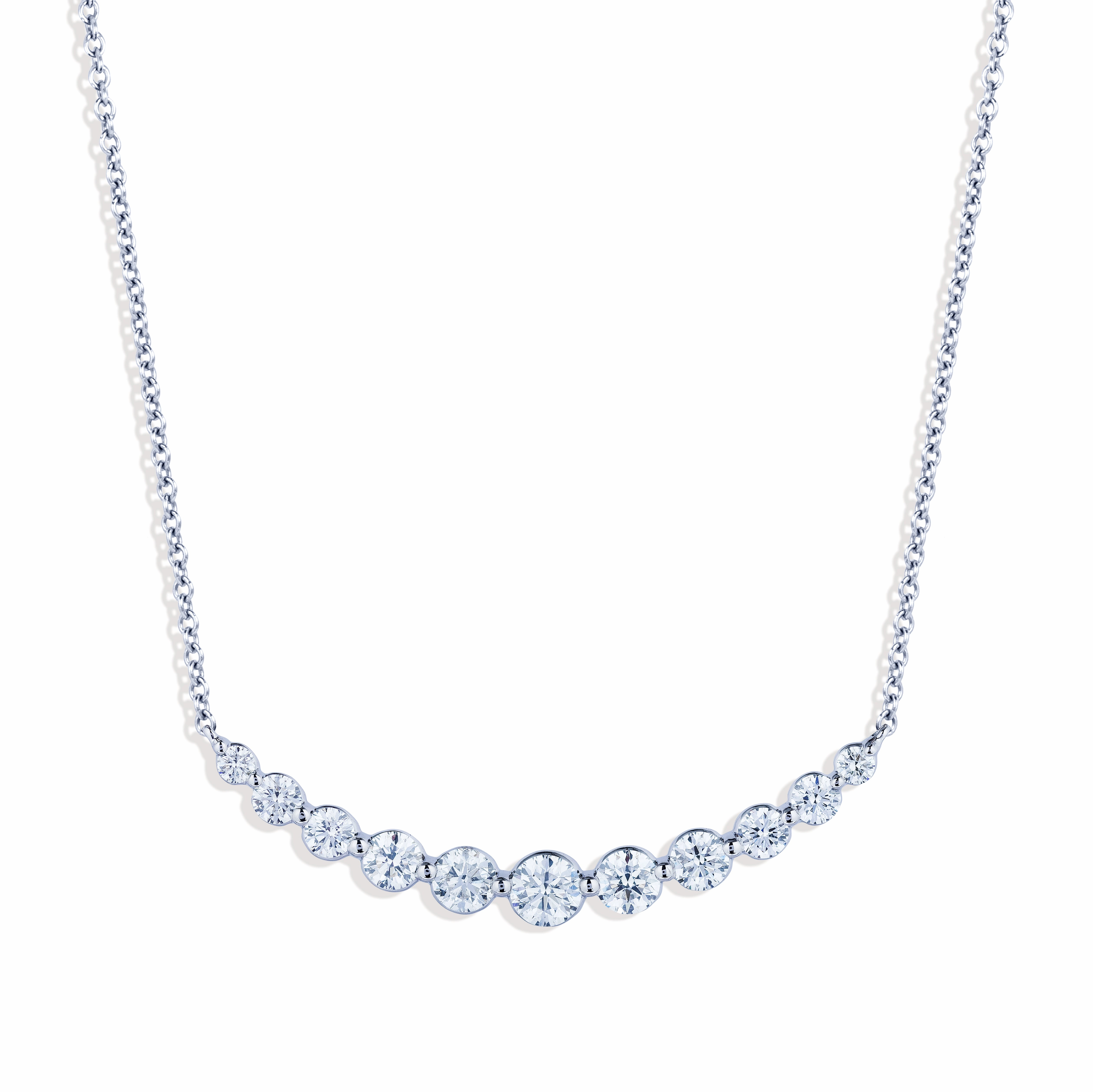 Delicate Touch Bremer Jewelry 18K White Gold Round Diamond Smile Necklace (1.00ctw)