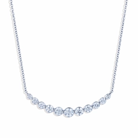 Delicate Touch Bremer Jewelry 18K White Gold Round Diamond Smile Necklace (1.00ctw)