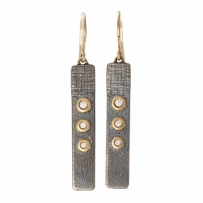 Sparkling Product Sunnyside Diamond Earrings - 18k/14k Gold, Oxidized Silver,   VS White Diamonds