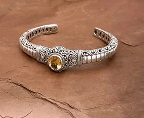 Superb Citrine Bracelet With Classic Bali Design And Handwork Refined Sparkle Elegant Feel