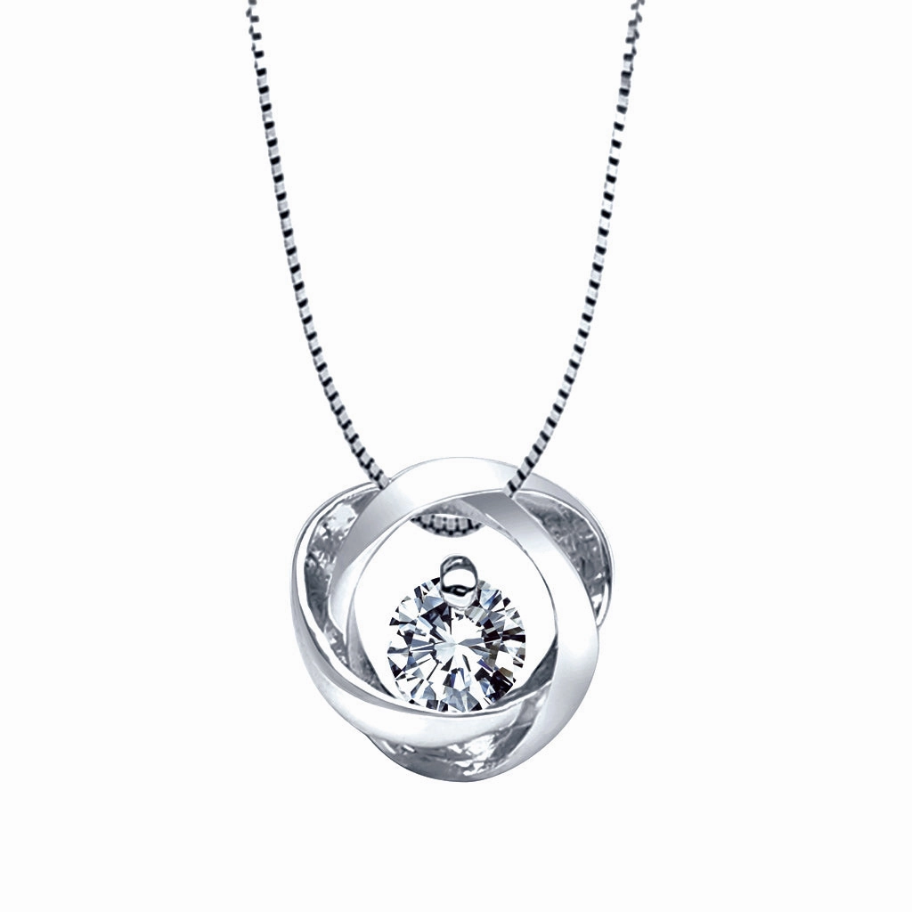 Bremer Jewelry Time and Eternity Sterling Silver Round Shape Diamond Solitaire Pendant with a Sterling Silver Box Necklace (0.10ctw) Mass Produced Jewelry Lovely Accessory