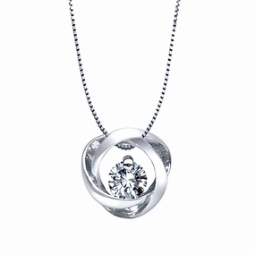 Bremer Jewelry Time and Eternity Sterling Silver Round Shape Diamond Solitaire Pendant with a Sterling Silver Box Necklace (0.10ctw) Mass Produced Jewelry Lovely Accessory