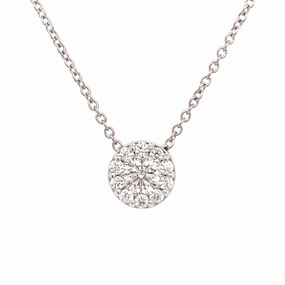 Fine Jewelry Hearts On Fire 18K White Gold Round Shape Diamonds Cluster Fulfillment Pendant (.46ctw)