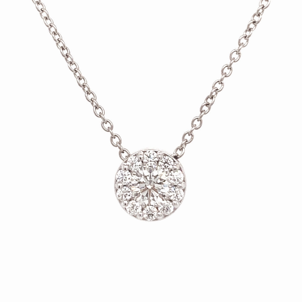 Fine Jewelry Hearts On Fire 18K White Gold Round Shape Diamonds Cluster Fulfillment Pendant (.46ctw)