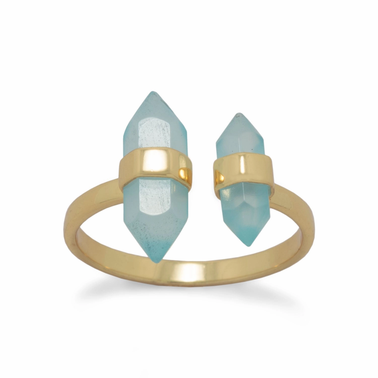 Crystal Cut Chalcedony Split Ring Gold-plated Sterling Silver Trendy Adornment Modern Keepsake