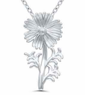 Bremer Jewelry 925 White Sterling Silver October Birth Flower "Cosmos" Necklace Urban Gift