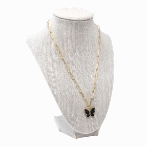 Unique Item Everyday Accessory Black Butterfly Necklace
