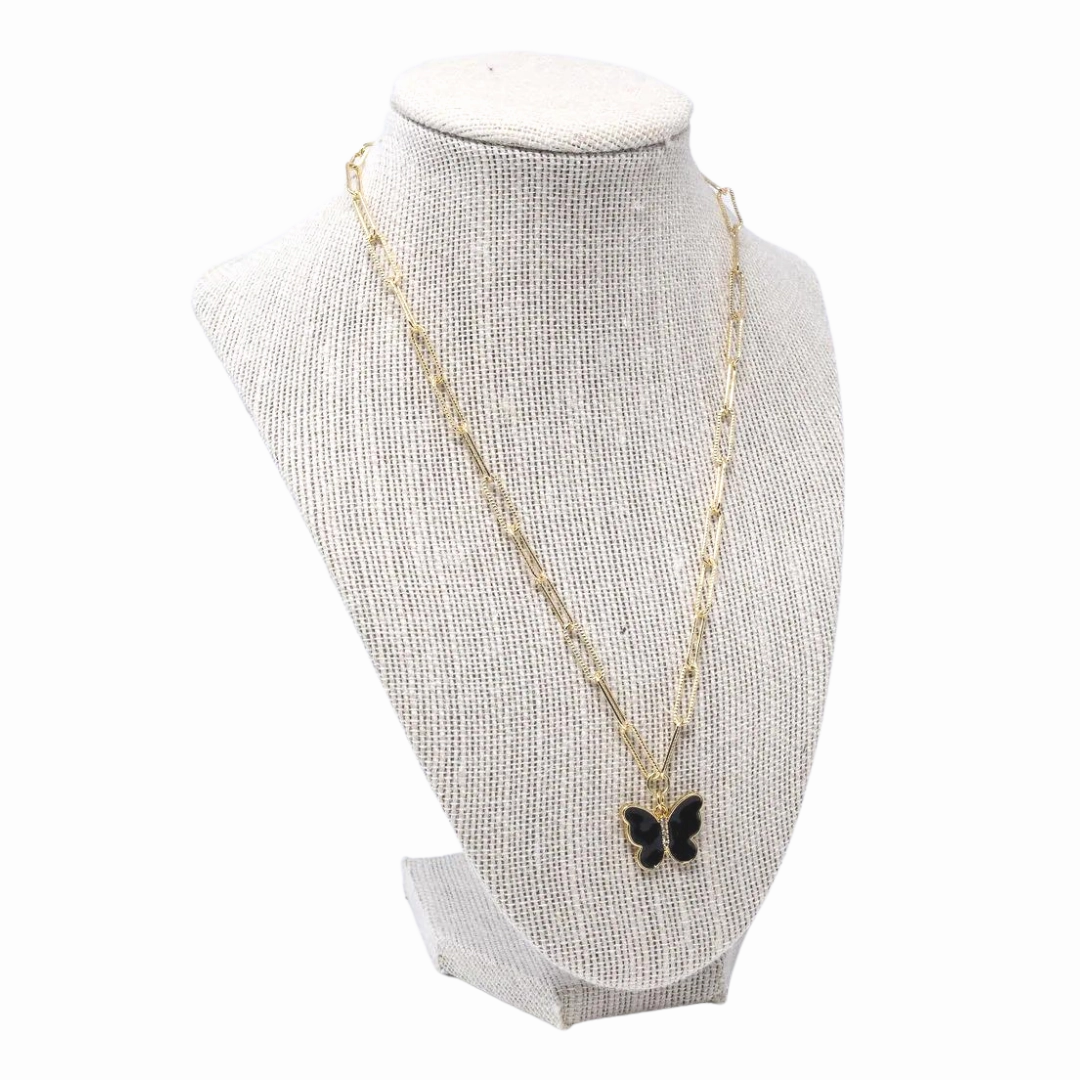 Unique Item Everyday Accessory Black Butterfly Necklace