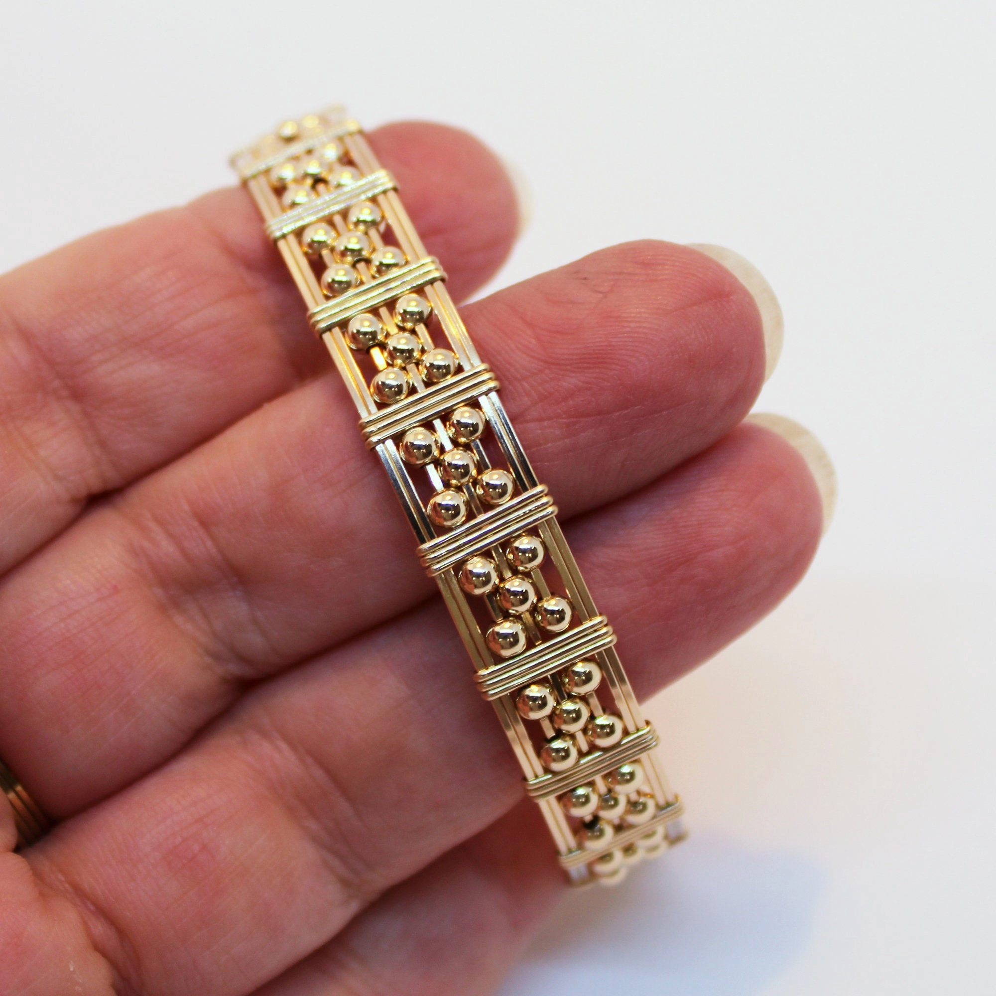 5-Bead Star 3mm Gold Filled Beads Wire Wrapped Bracelet Balanced Design Seasonal Favorites