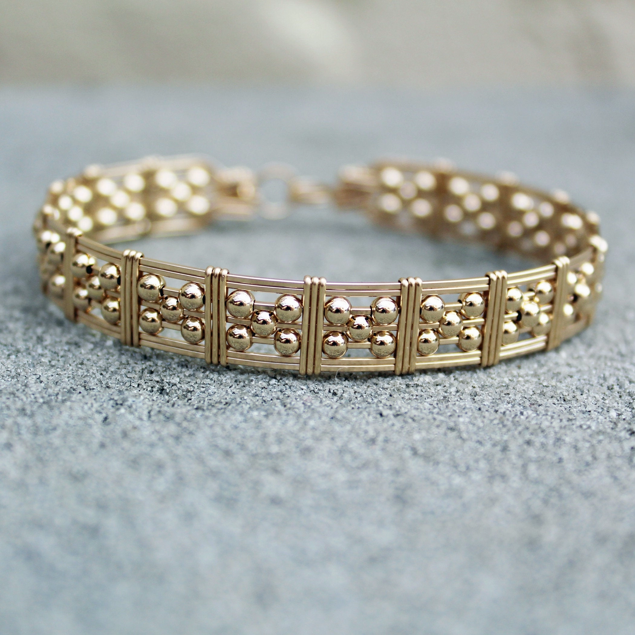 Borderless Norm 5-Bead Star 3mm Gold Filled Beads Wire Wrapped Bracelet