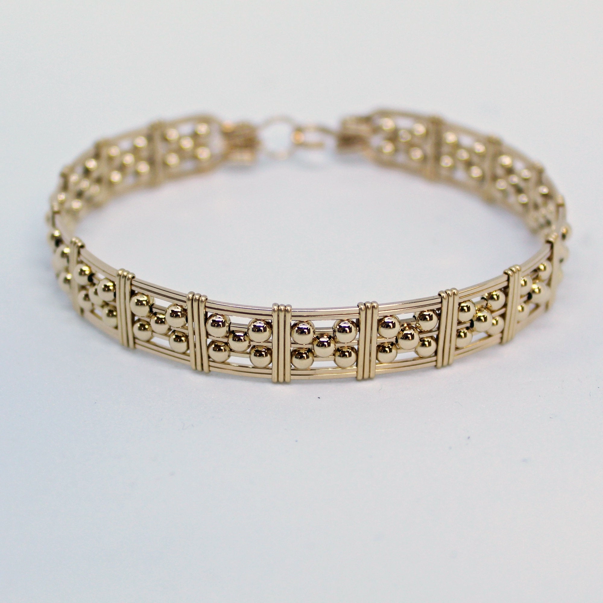 5-Bead Star 3mm Gold Filled Beads Wire Wrapped Bracelet Designed To Fit