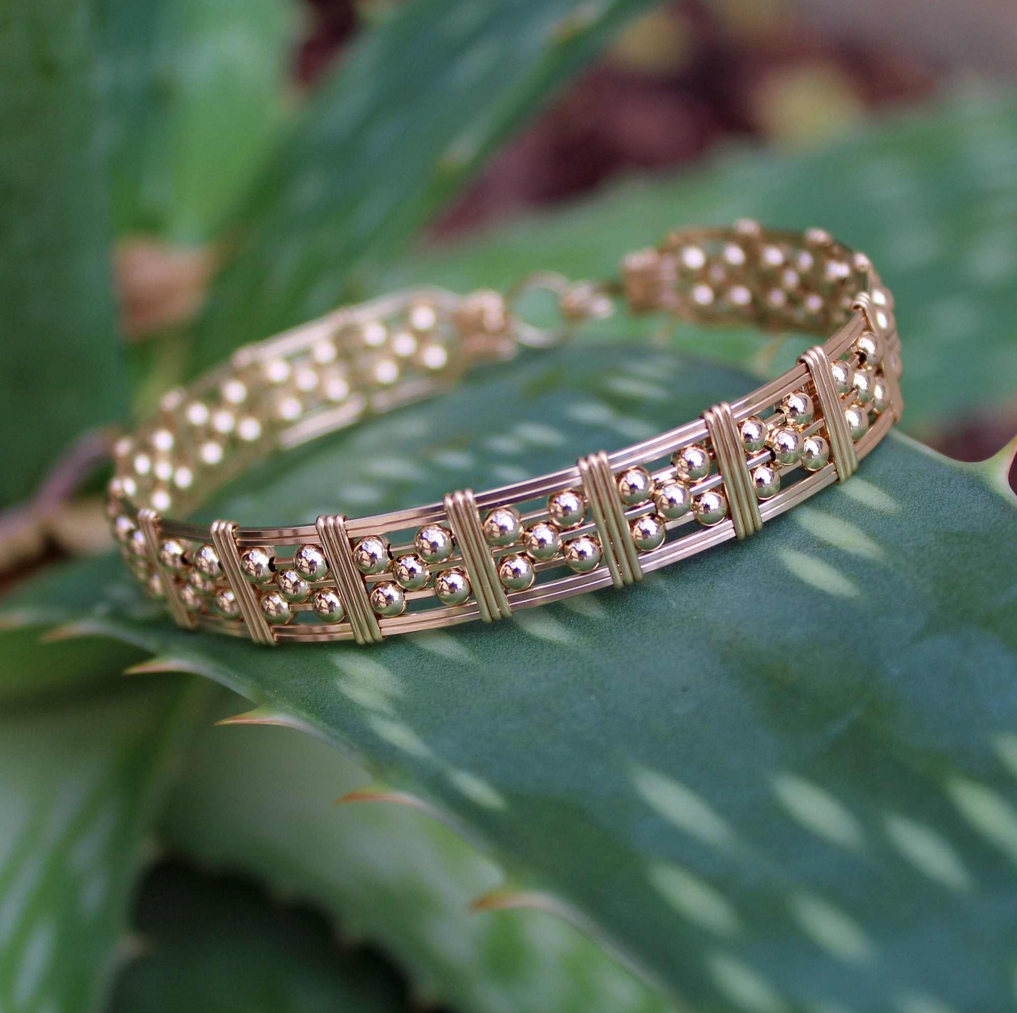 Diverse Selection 5-Bead Star 3mm Gold Filled Beads Wire Wrapped Bracelet