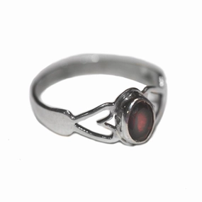 Sweetheart Heart Red Garnet Ring with Oval Stone Sterling Silver Fair Trade, 9 Ornate Sign Subtle Charm