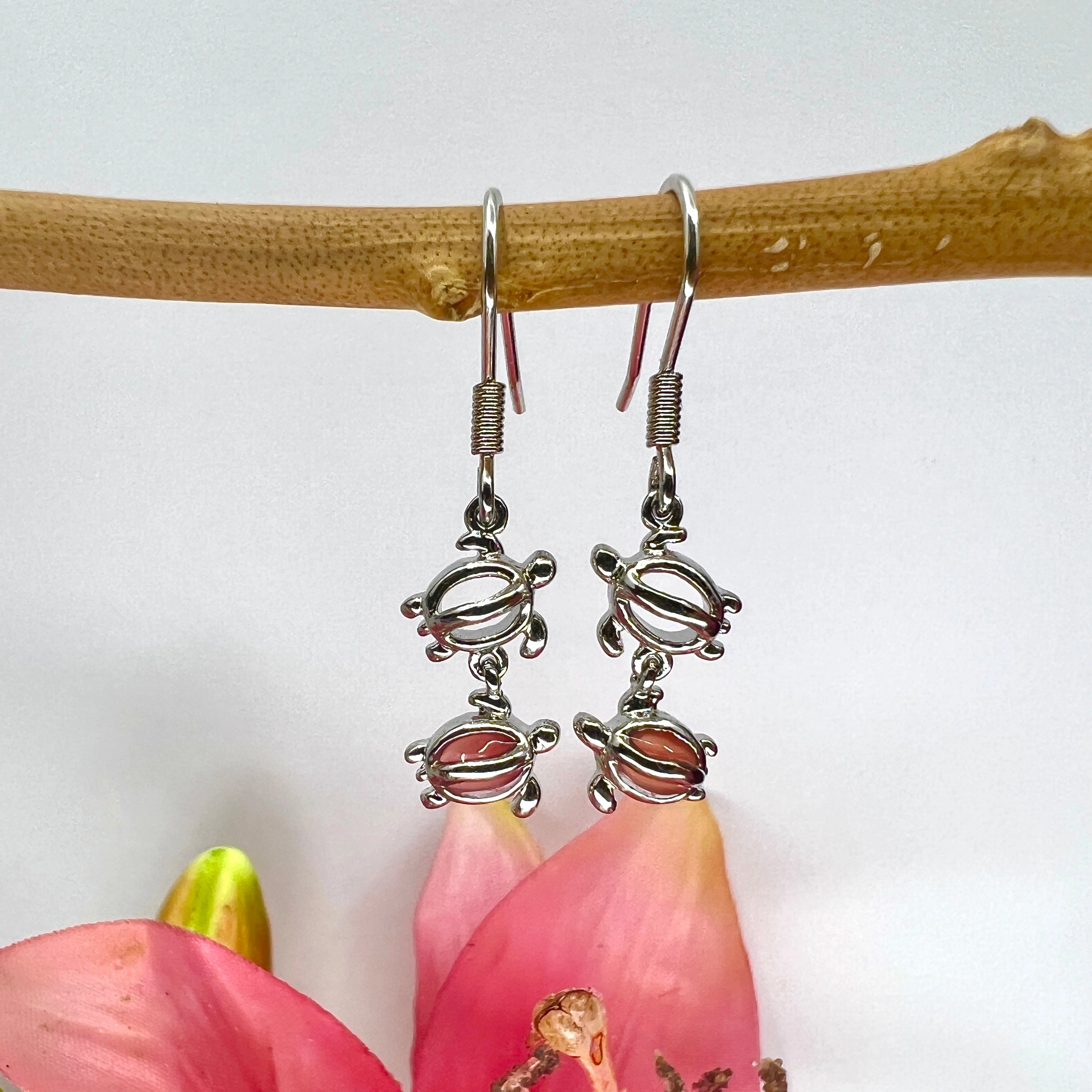 Swimming Honu Dangle Earrings Abstract Piece Vintage Vibe