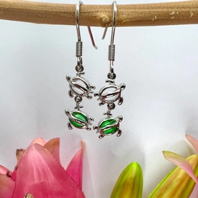 Swimming Honu Dangle Earrings Big Jewelry