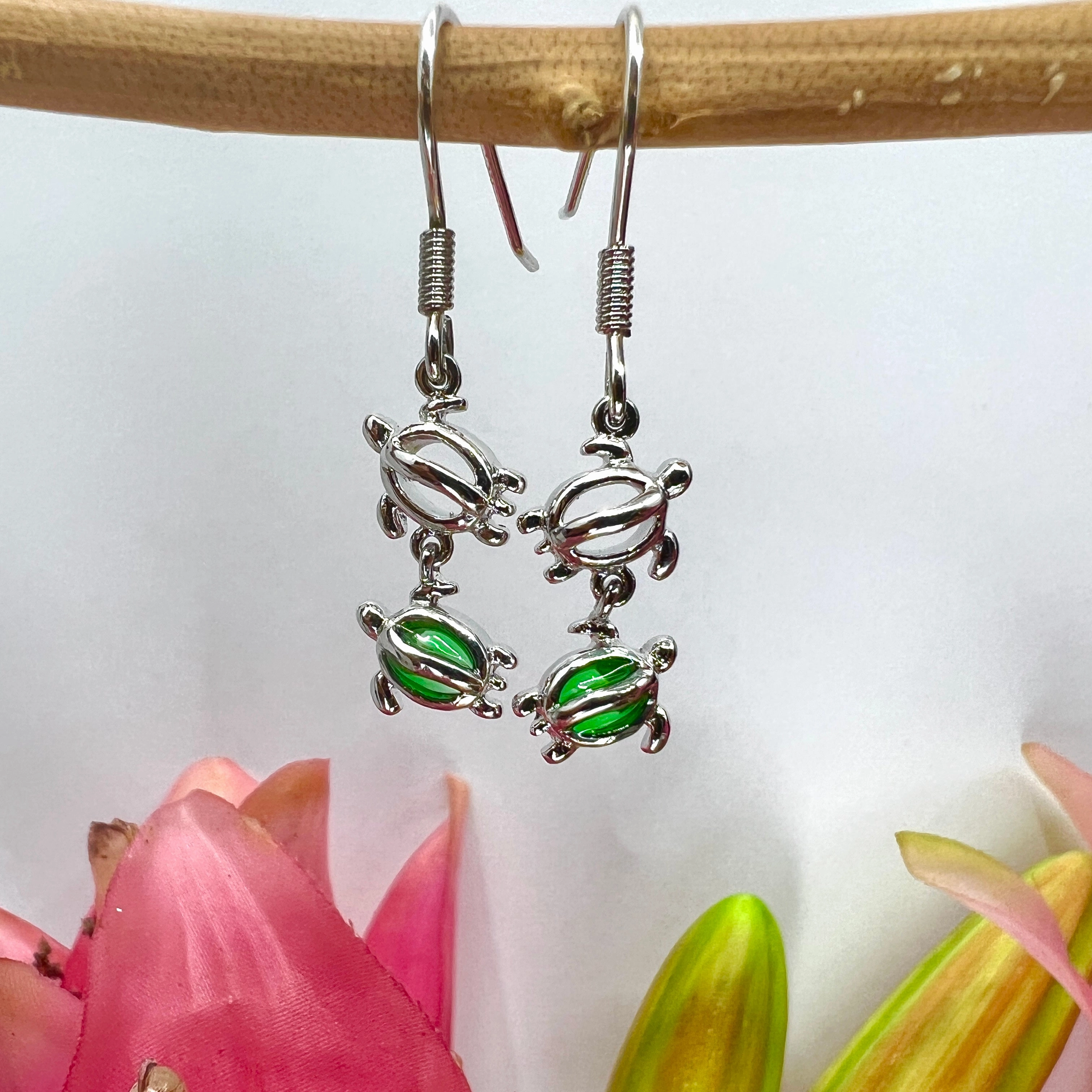 Swimming Honu Dangle Earrings Big Jewelry