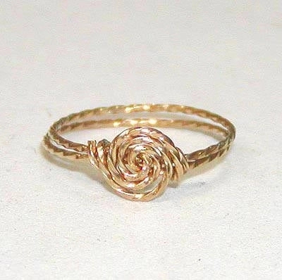 Next generation Bold Sign Swirled Rosette 14kt Gold Filled Twist Wire Ring - ON SALE