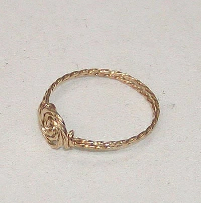 Shiny Embellishment Swirled Rosette 14kt Gold Filled Twist Wire Ring - ON SALE