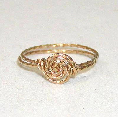 Eternal Decoration Swirled Rosette 14kt Gold Filled Twist Wire Ring - ON SALE