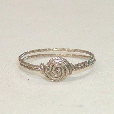Custom Adornment Swirled Rosette Sterling Silver Twist Wire Ring - ON SALE