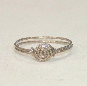 Swirled Rosette Sterling Silver Twist Wire Ring - ON SALE Sleek Jewelry Soft Sparkle
