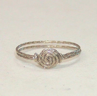 Swirled Rosette Sterling Silver Twist Wire Ring - ON SALE Sleek Jewelry Soft Sparkle