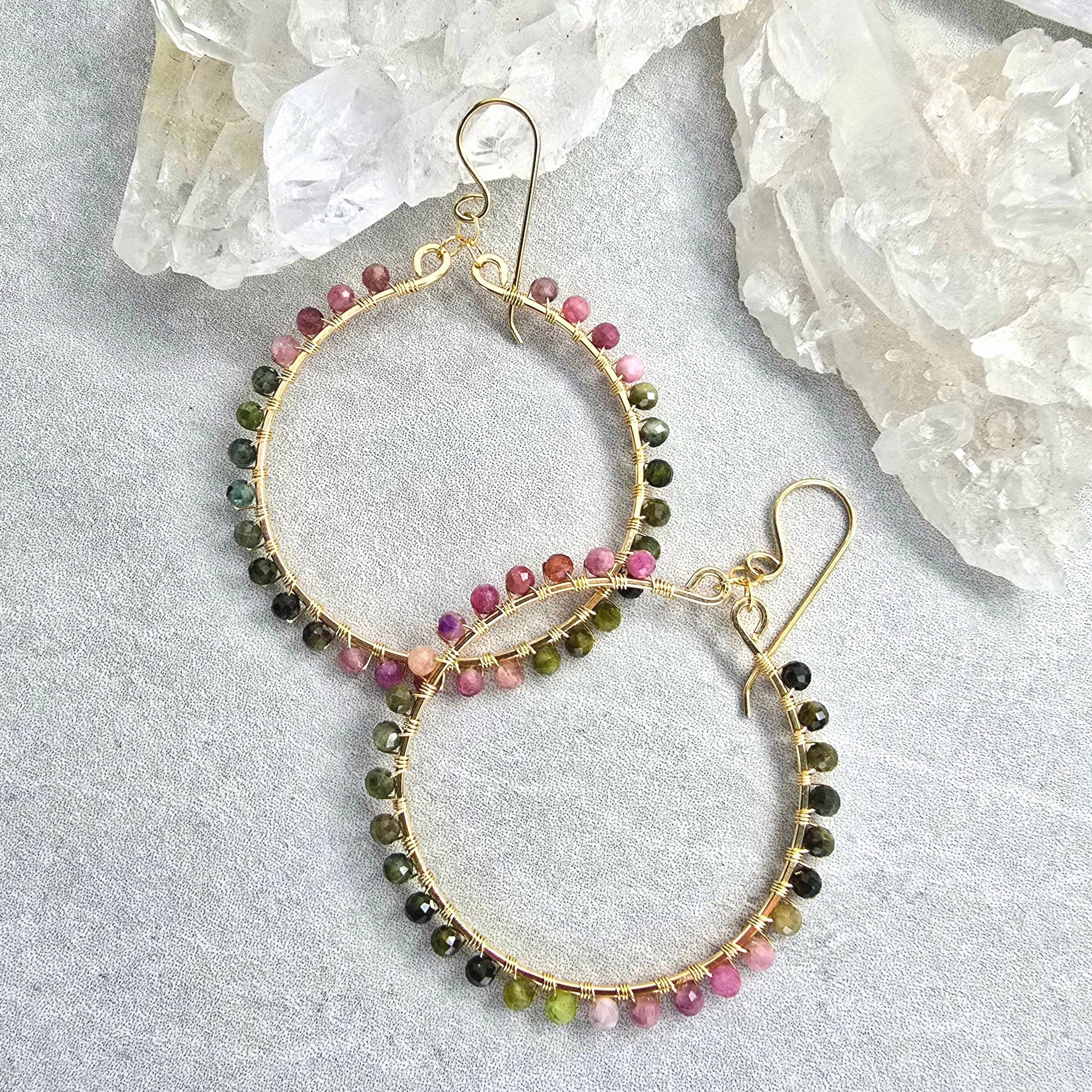 Glossy Trinket Sylvette Earrings - 14k Gold-Fill   Watermelon Tourmaline