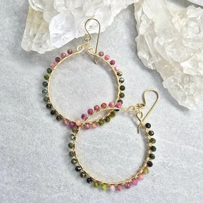 Glossy Trinket Sylvette Earrings - 14k Gold-Fill   Watermelon Tourmaline