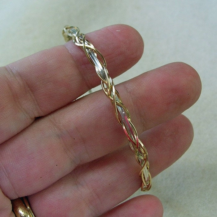 Thin Two-Tone Grapevine Gold Over Silver Wire Wrapped Bracelet Up-To-The-Minute