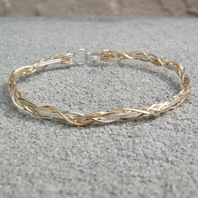 Thin Two-Tone Grapevine Gold Over Silver Wire Wrapped Bracelet Quick Buy