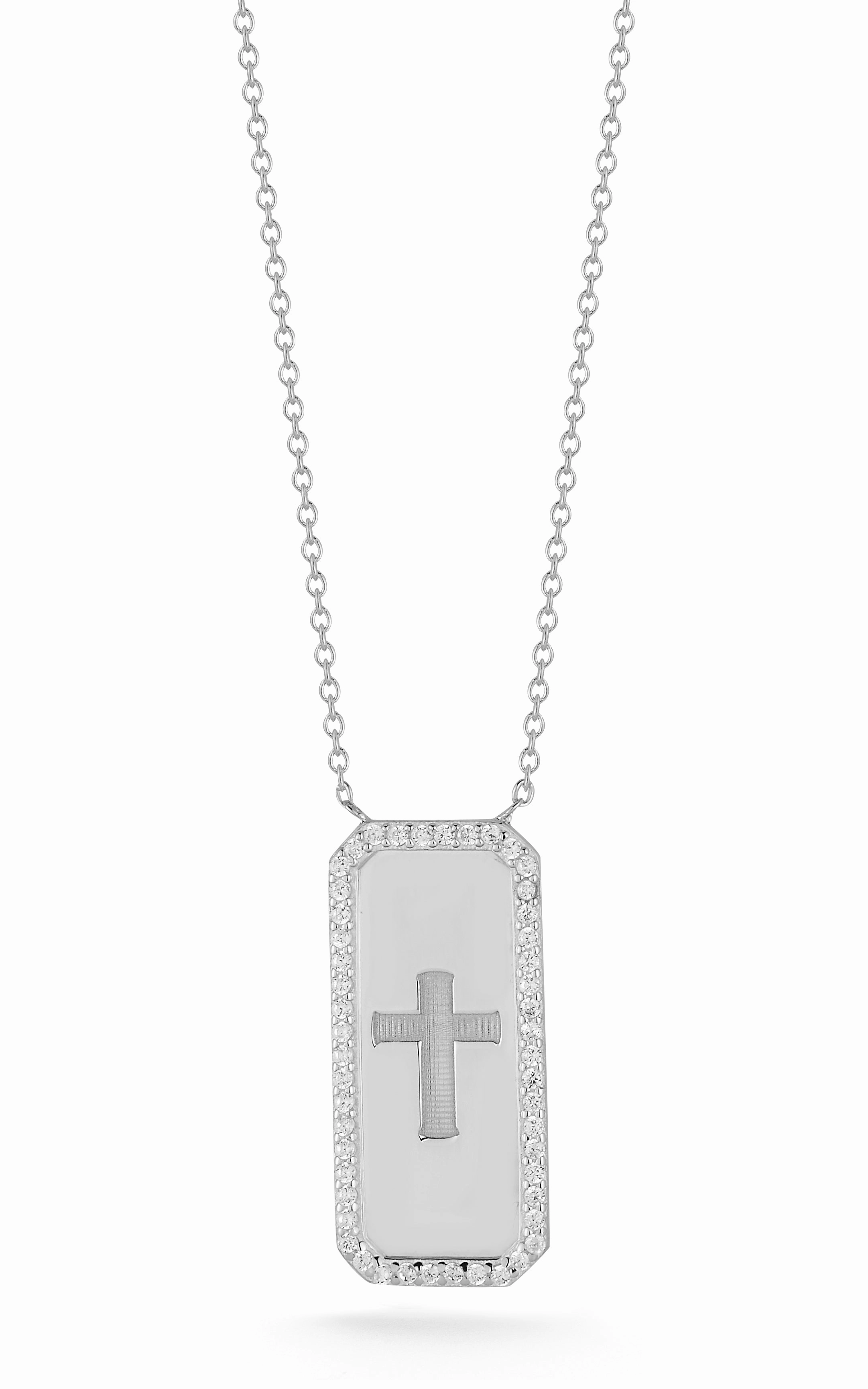Unique Gift Sleek Accent Tag Cross Necklace