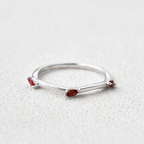 Effortless Glow Polished Highlights Lab Ruby Three Stone White Gold Ring